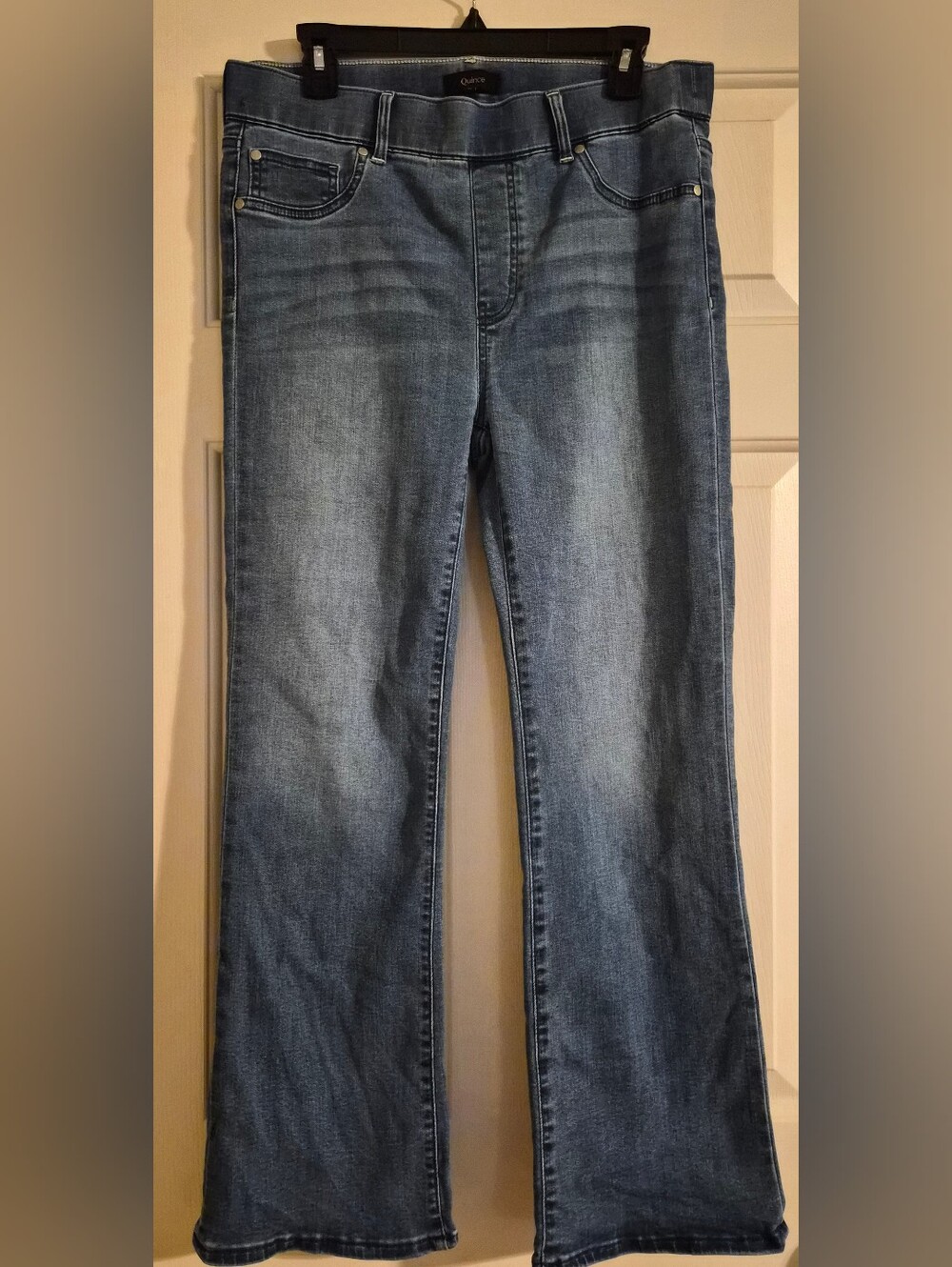 Quince Nina Stretch Pull-On Kick Flare Jeans Laguna Blue- Size Medium